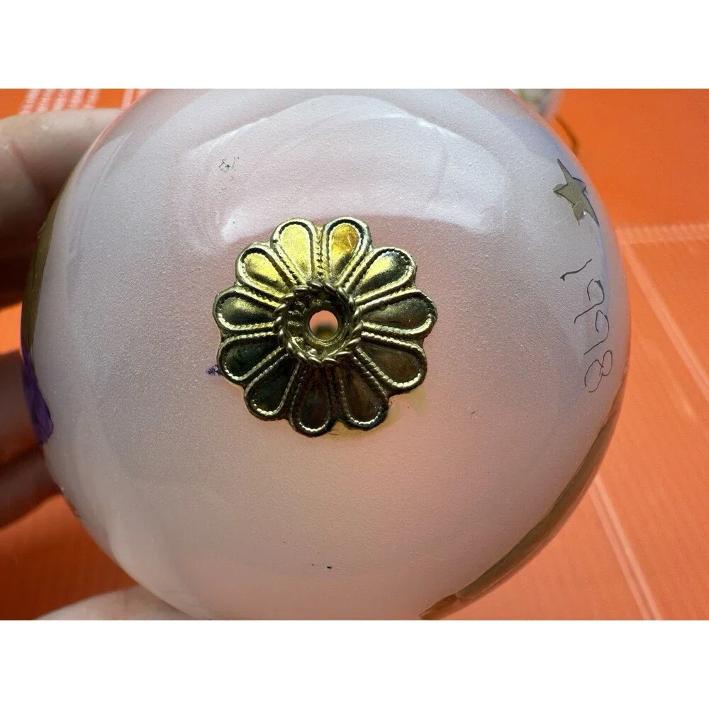 2 LI BIEN Pier One Glass Ornaments Reverse Painted Angels Round 1998 Tear Drop